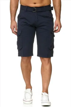 Cargo shorts med bælte i mørkeblå