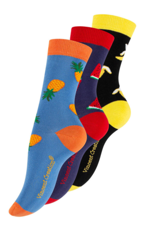Unisex Sokker – Sjove "Frugt"-Designs (3-Pak)