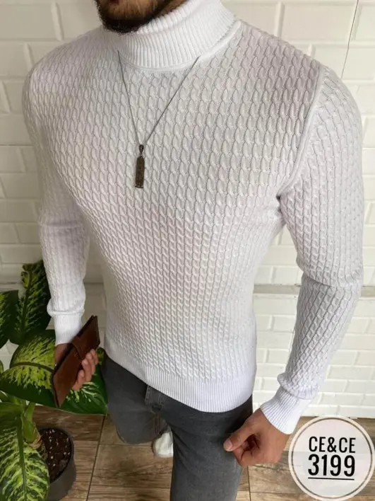 Hvid strik trøje med mønster