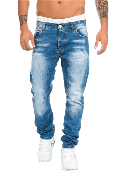 Jeans med slidmærker