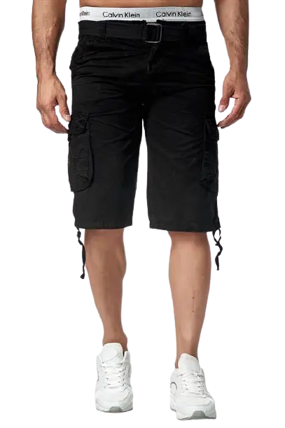 Cargo shorts i sorte med bælte